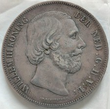 Netherlands Willem III 2 1/2 gulden 1854 VF+
