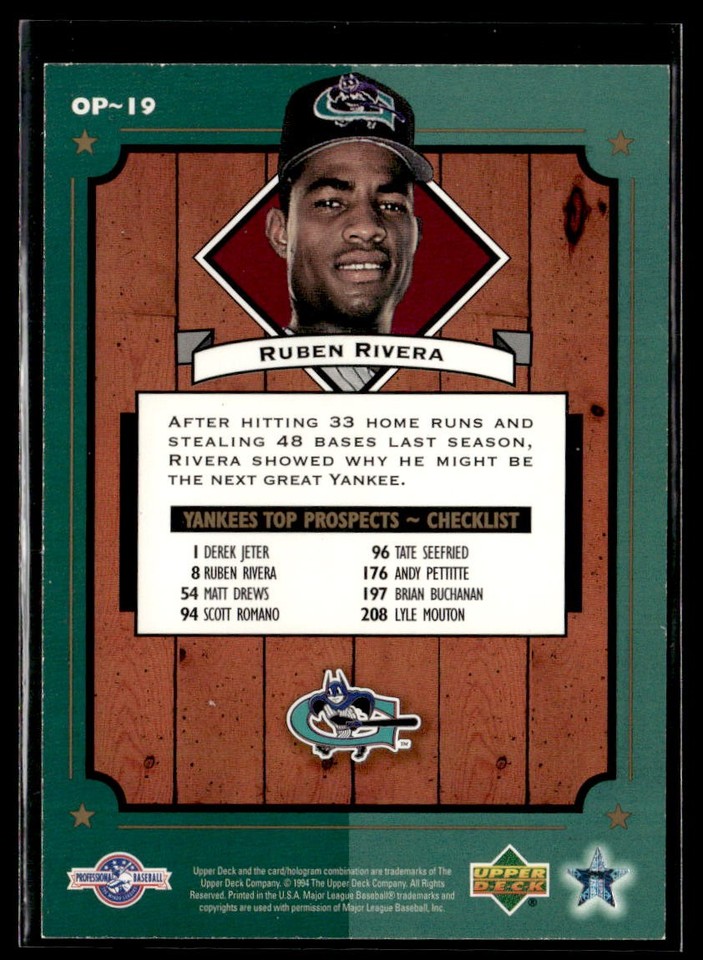 1995 Upper Deck Minor League #OP~19 Ruben Rivera Organizational ...