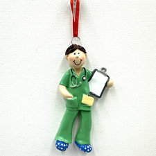 Male Nurse In Scrubs Christmas Ornament 2 x 4 Inch 