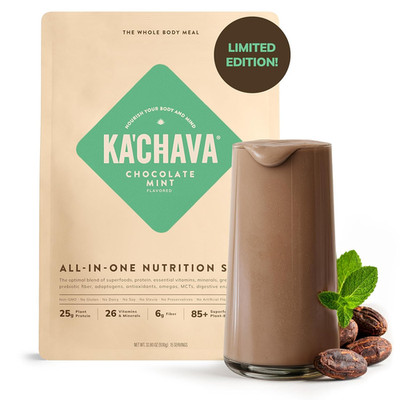 Ka Chava Whole Body Meal Shake Chocolate Mint 2 Lb   Vegan Protein Powder with 8