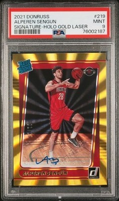 2021-22 Donruss Alperen Sengun Auto Rated Rookie Holo Laser Gold /10 Mint PSA 9