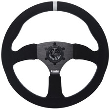 Kode-350mm Suede Steering Wheel V1 White Stitching 6x70mm PCD Fits MOMO OMP Boss