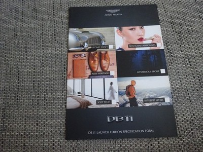 Aston Martin DB11 Launch Edition Spec Form Prospekt Brochure 2016 English rare