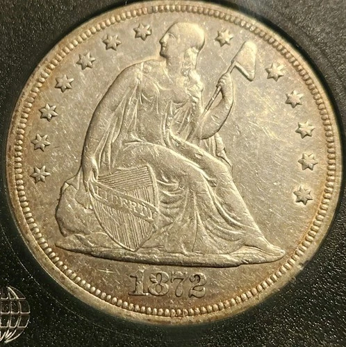 1872 Liberty Seated Dollar XF-AU With Motto