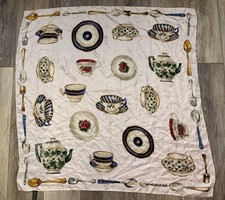 Vintage Echo Museum Collection Smithsonian Silk Scarf 1996 Tea Cup Designer