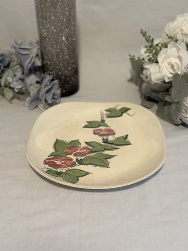 Vintage 10.5” Red Wing Pottery Dinnerware Pink Morning Glory Dinner Plate