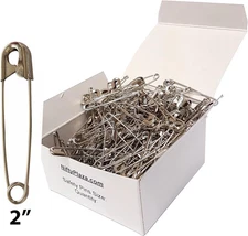 100-Pack Extra Large Safety Pins (2 Inch, Silver) – Heavy Duty, Rust-Resistant P