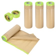 Masking Paper Tape, 18inch x 50feet Masking Paper w/Tape 4Pcs