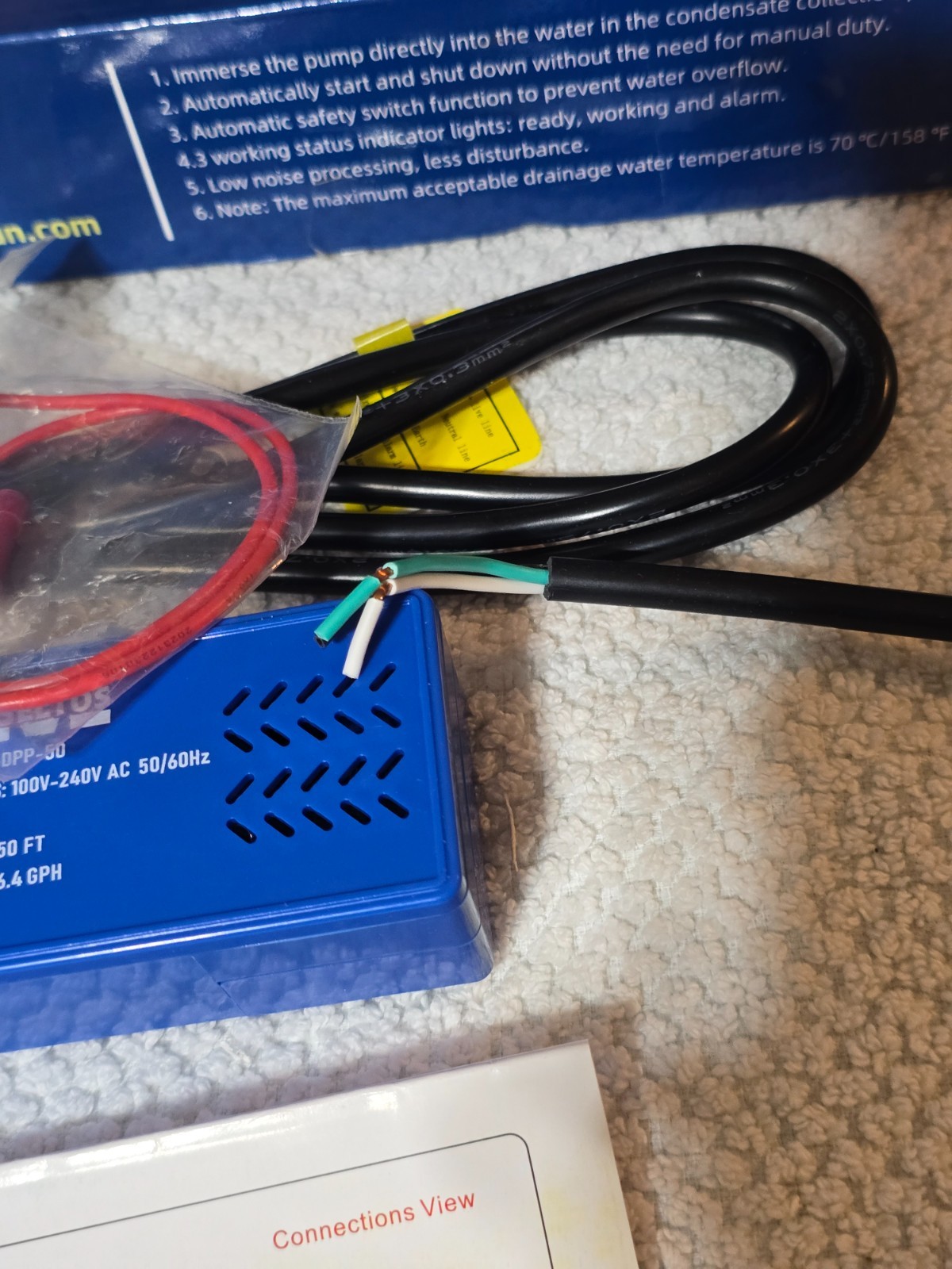 6.4GPH 50FT Max Head Drip Pan HVAC Condensate Pump 110V/230V Auto Safety SwitchK