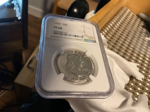 1959 Franklin half dollar NGC HOLDER, PROOF 68 TOP COIN