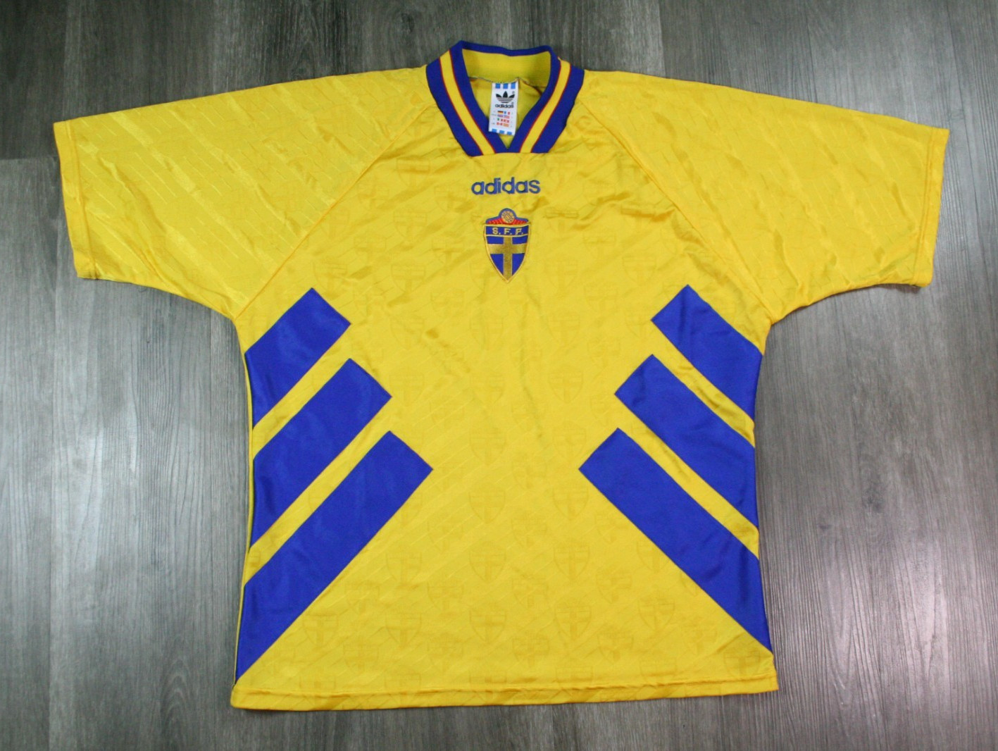 1994-1996 - Adidas Vintage S.F.F Sweden Home Soccer Jersey - Sz Large