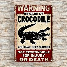 2D Flat,-Purpose Alligator Warning - Heavy-Duty Iron Tin Metal Signs Home D cor