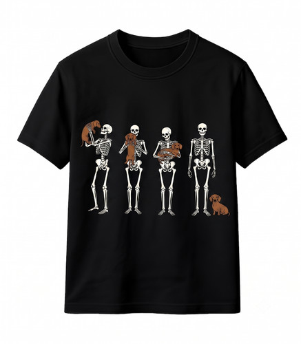 Halloween Dachshund T Shirt Cute Skeleton Weiner Dog Tee Spooky Season Dog Gift