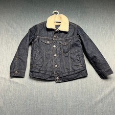 Gap Denim Youth Trucker Jacket Size S Blue Sherpa Lined Dark Wash Warm Coat