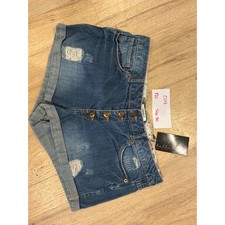 Forever 21 Womens Distressed Denim Shorts Medium Wash Button Fly Cuffed Size 30