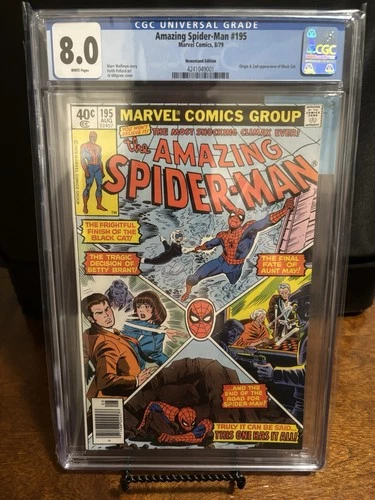 The Amazing Spider-Man 195 CGC 8.0 Origin and 2nd app Black cat!