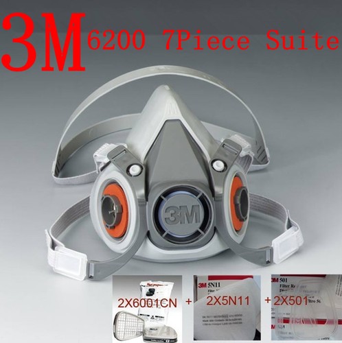 3M 6200 7Piece Suit Respirator Painting Spraying Face Gas Mask Free Shipping
