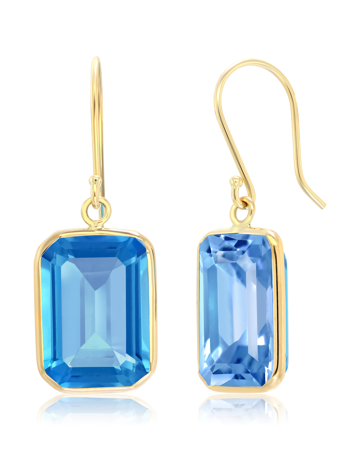 14K Yellow Gold London Blue Topaz Dangle French Wire Earrings For Women (17.00