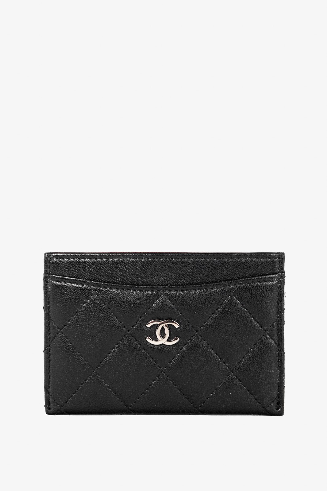 Chanel Black Lambskin Leather Quilted CC Card Holder