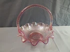 Fenton Pink Carnival Glass Persian Medallion Basket 7 1/2" Tall