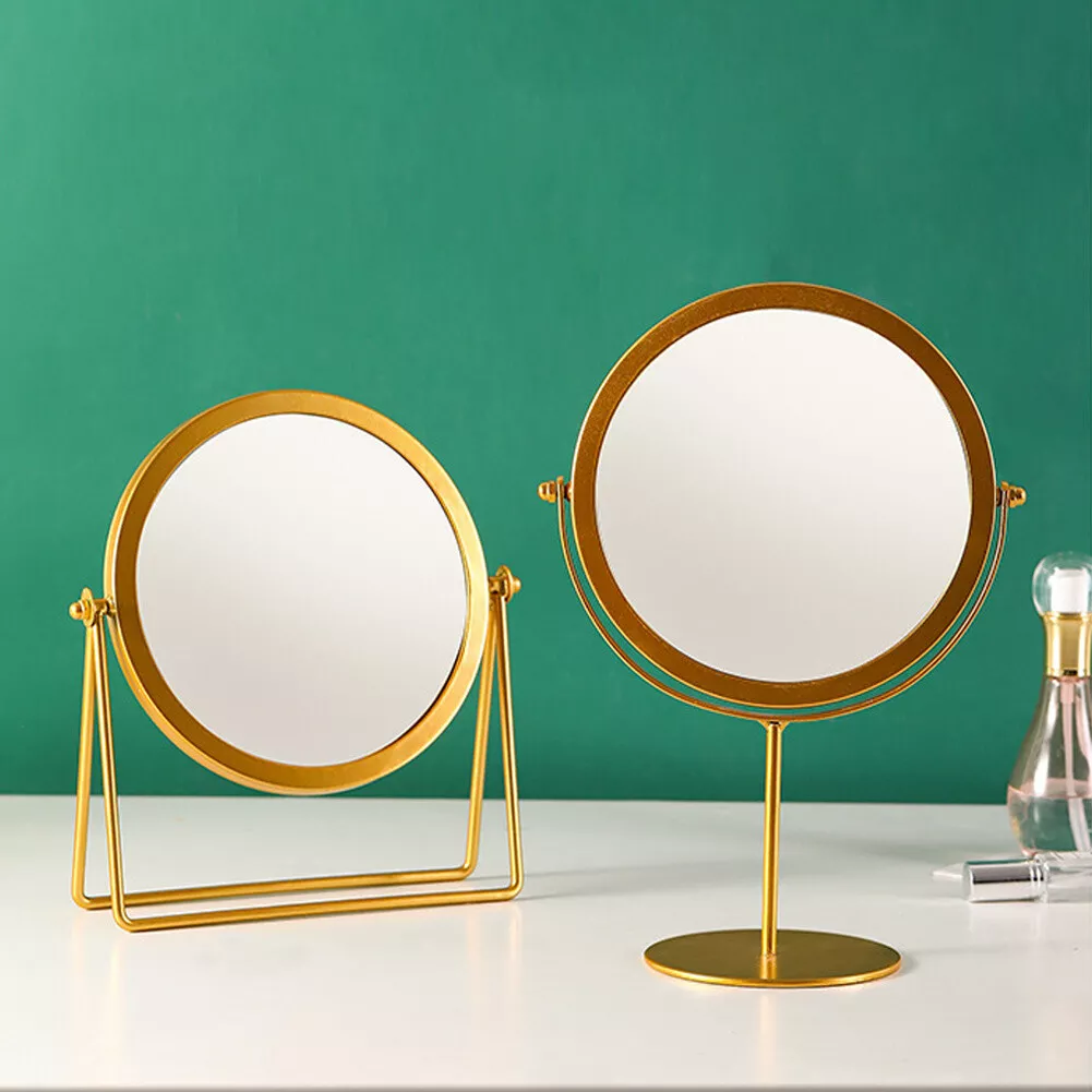Tabletop Mirrors Metal Rotation Mirrors Dressing Free Standing Gold Round Mirror