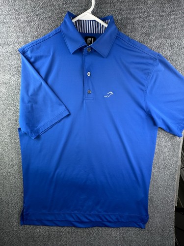Footjoy Men’s Short Sleeve Polo Shirt Blue Large Pullover Golfing Dolphin Logo - Foto 2 di 9