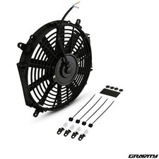 12" 12V ELECTRIC CURVED BLADE UPRATED TRACK FAST ROAD CAR RADIATOR RAD FAN KIT