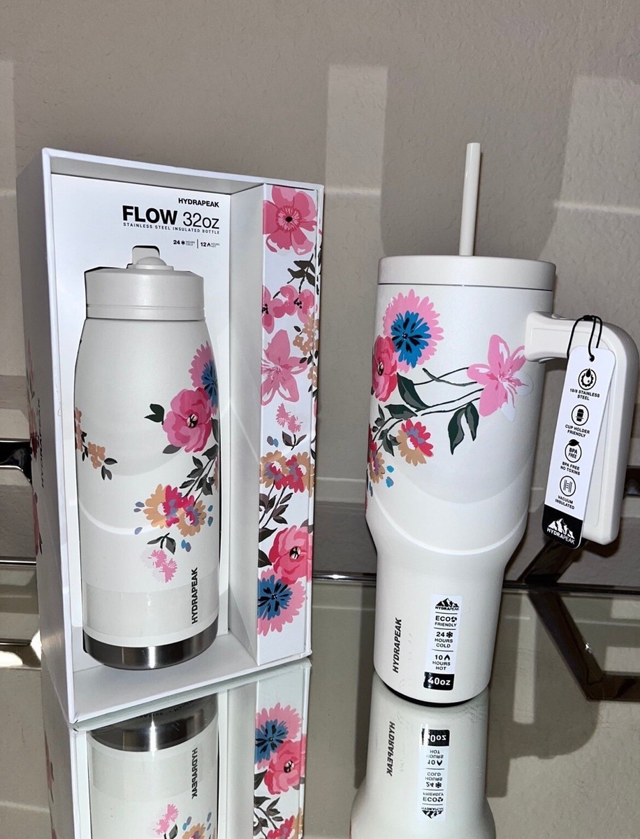 HydraPeak 水筒 花柄 2-NWT HYDRAPEAK SPRING FLORAL VOYAGER 40OZ AND FLOW 32OZ TUMBLERS