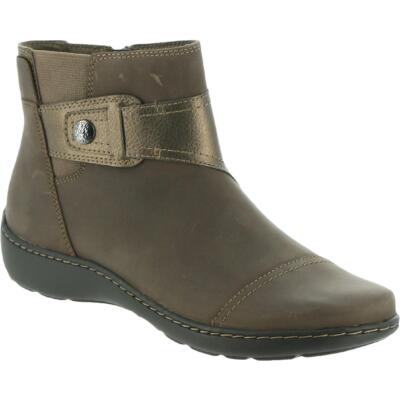Clarks Womens Cora Tropic Leather Metallic Casual Ankle Boots Shoes BHFO 3874