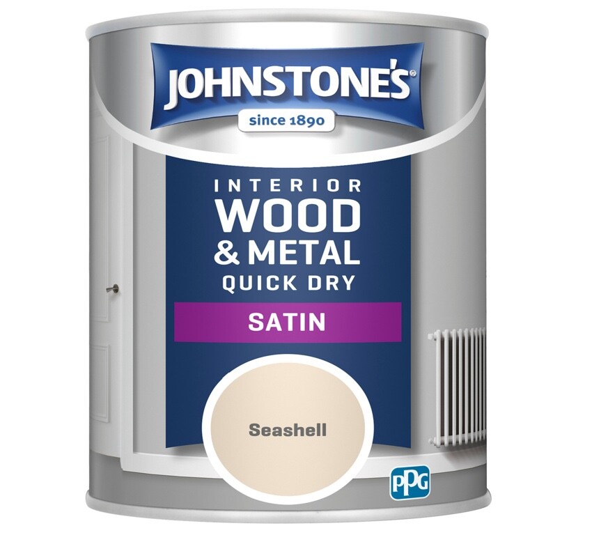 Johnstone's Wood & Metal Interior Quick Dry Satin Paint 750ml - Seashell - Image 2