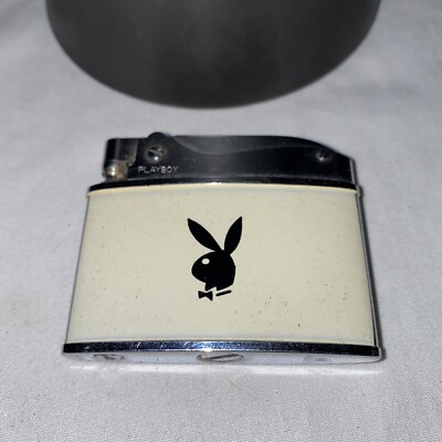 Vintage Playboy Bunny Logo Cigarette Lighter & Glass Mug