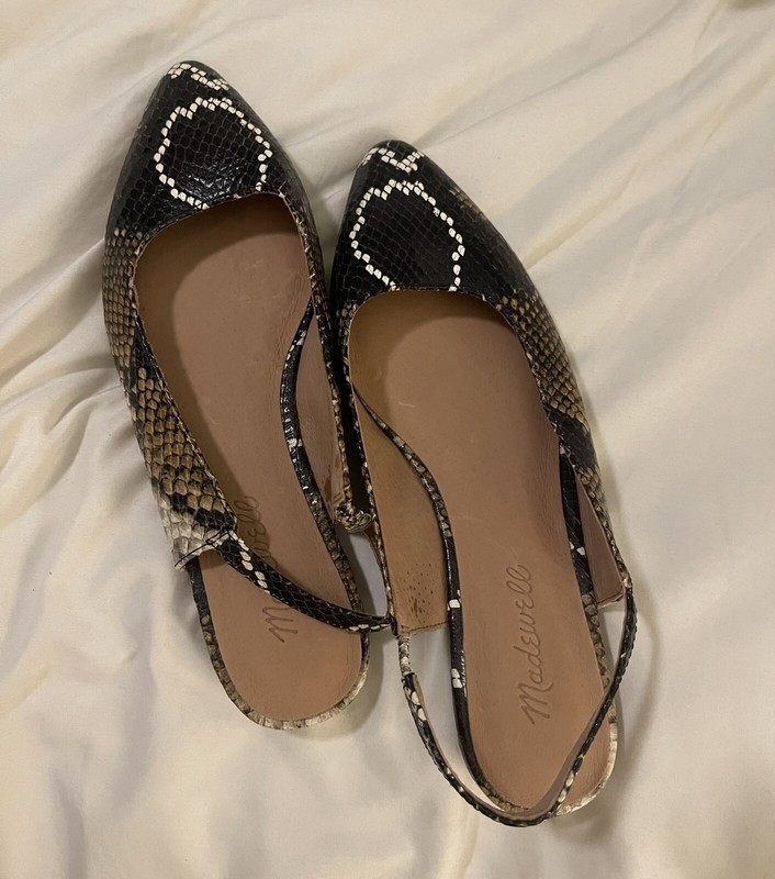 Madewell The Margot Slingback Flat in Snake Embossed Leather New Size 6