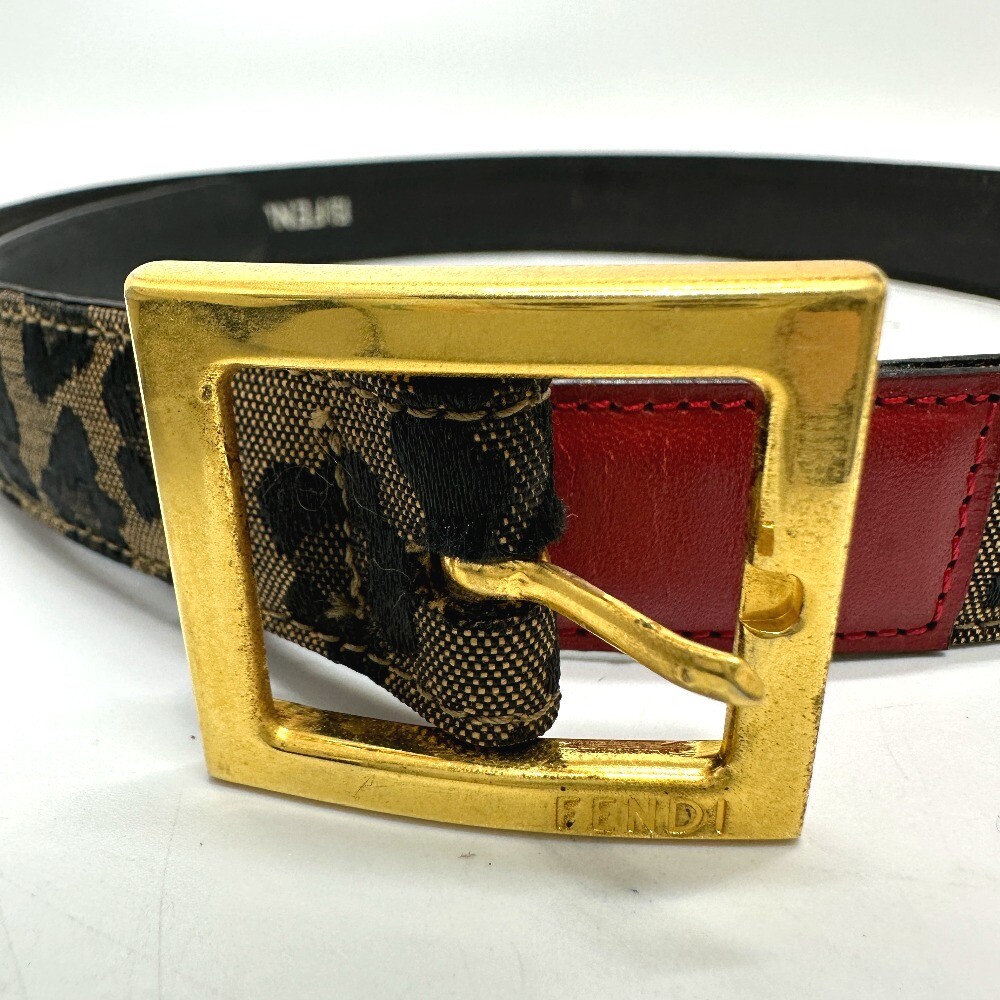 FENDI Leopard belt Canvas/Leather Brown/Red/GoldHardware | eBay display picture 3