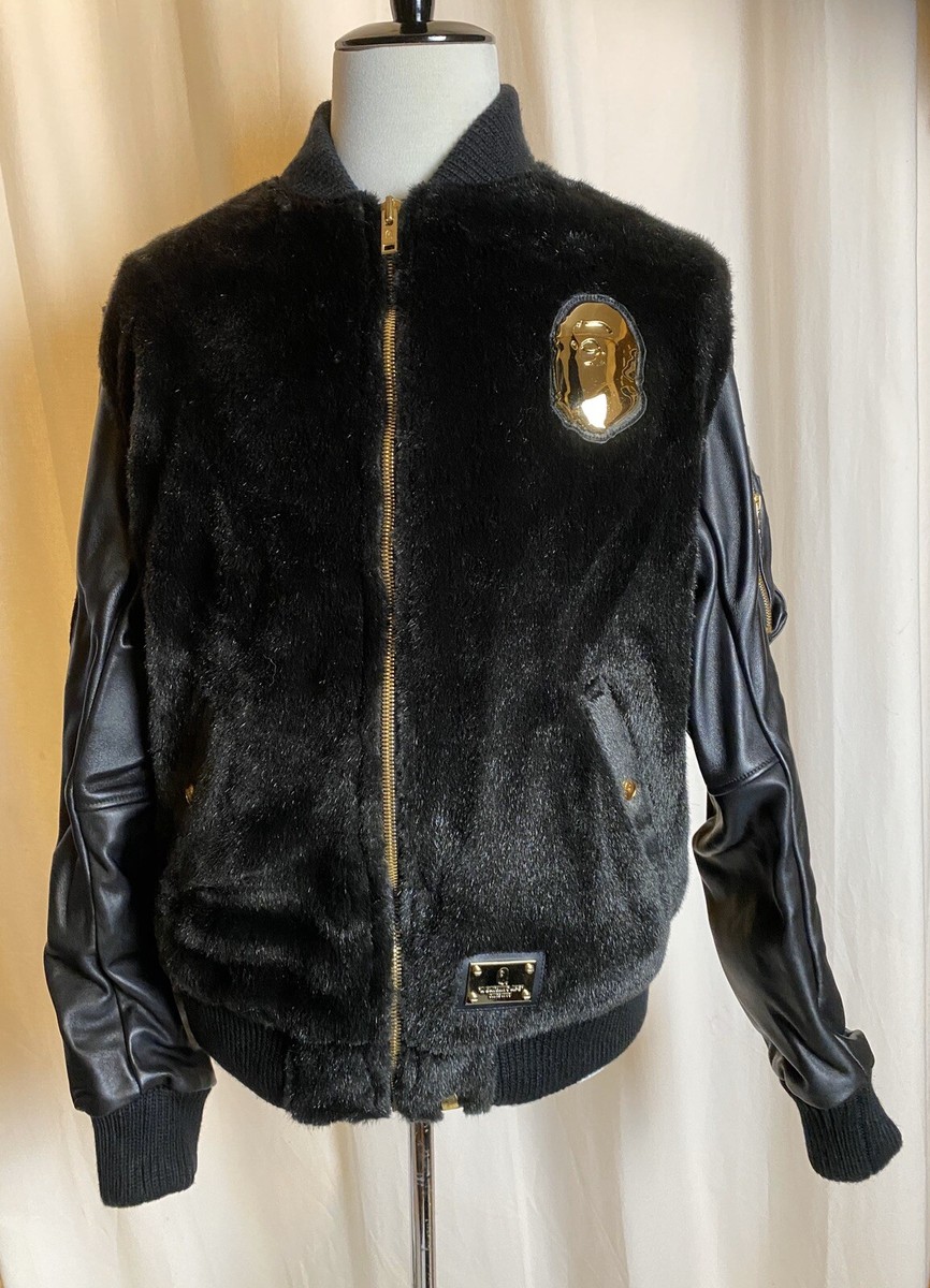 Bape Black Faux Fur Shark Ma-1 Leather Jacket XL | eBay Bape Black Faux Fur Shark Ma-1 Leather Jacket XL | eBay