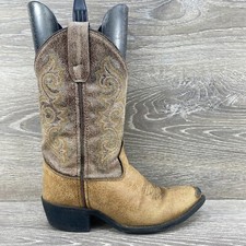 Old West Child Size 13.5 Brown Round Toe Ropers Western Cowboy Boots