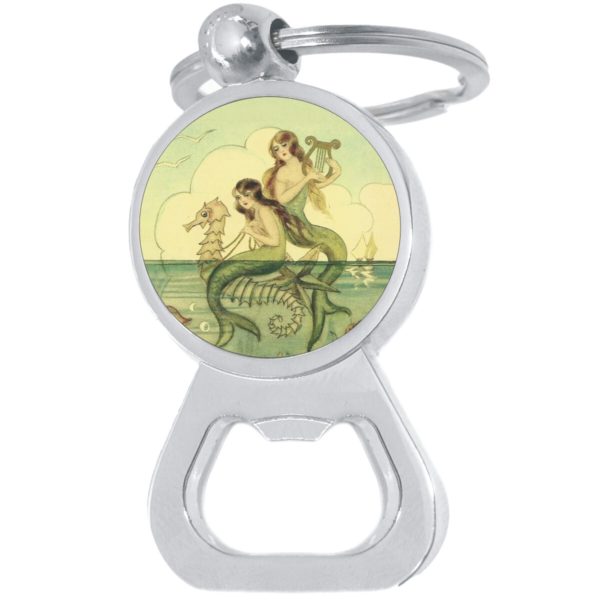 Mermaids Seahorse Metal Bottle Opener Keychain for Beer Bar Key Ring