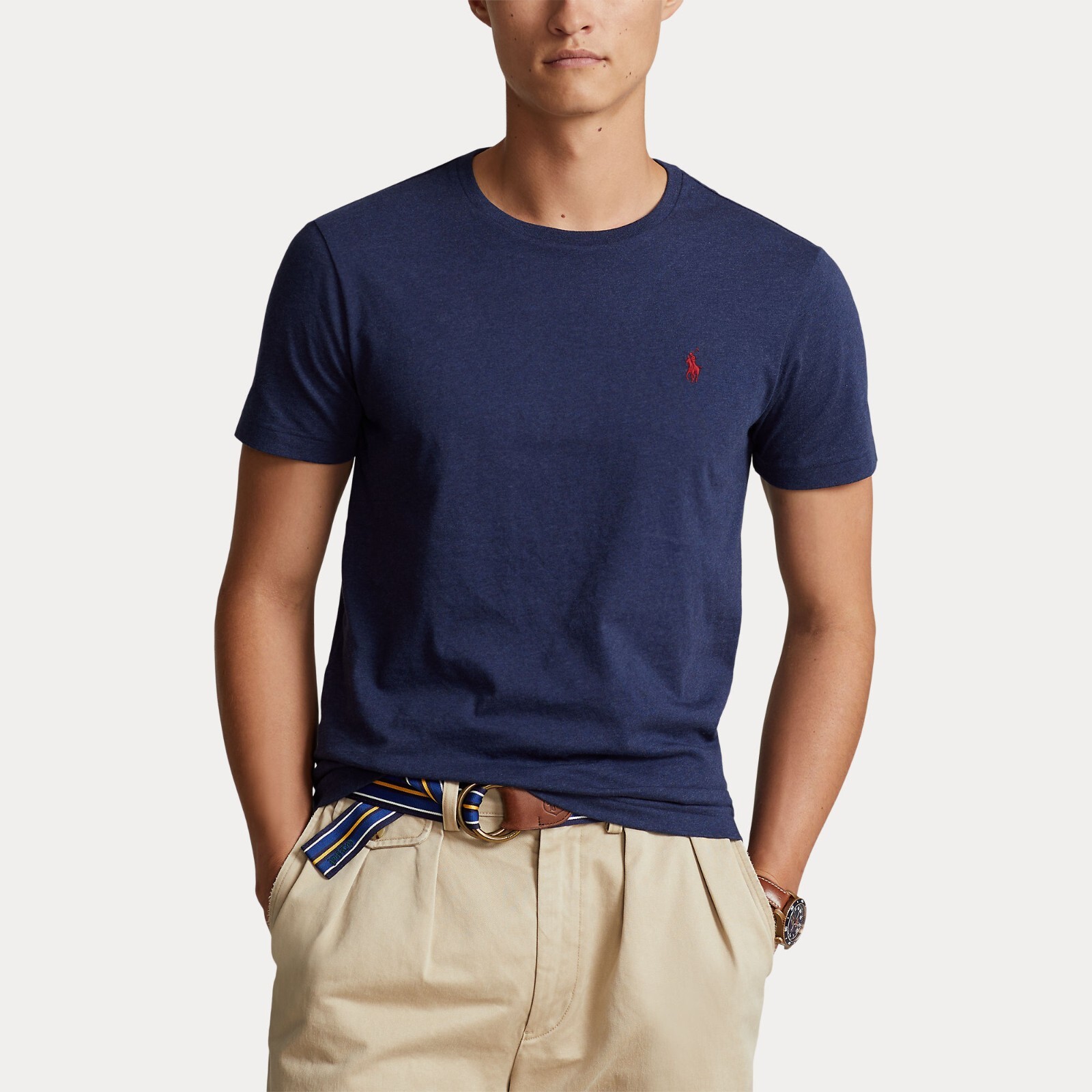 PONY Ralph Lauren Uomo TG M Maglietta Custom slim Fit Blu T shirt
