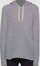  295 Vince Men's Blue Cotton Loose "Herringbone" Pullover Hoodie Sweater Size XL