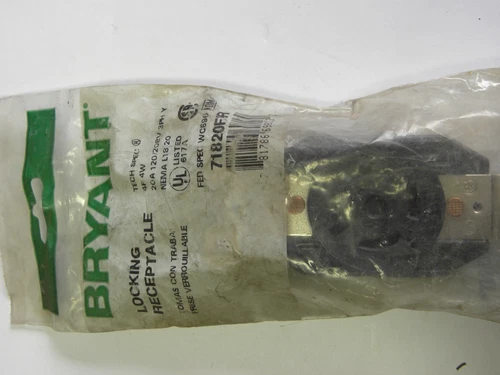 NEW OLD STOCK Bryant Locking Receptacle 71820FR 4P 4W 20A 120/208V 3PH Y