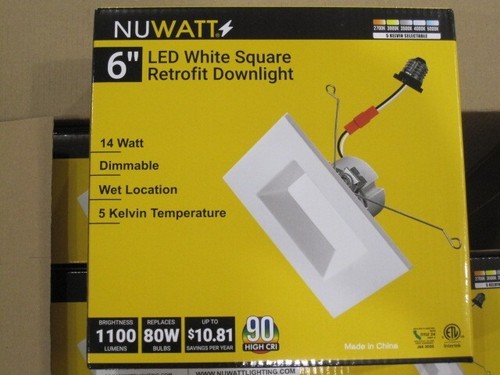 4 Pack, 5/6 Inch Retrofit LED Square Recessed Lighting, 5CCT 2700K/3000K/3500...
