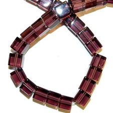 G1362 Purple Amethyst 6mm Square Cube Reconstituted Gemstone Crystal Glass Beads