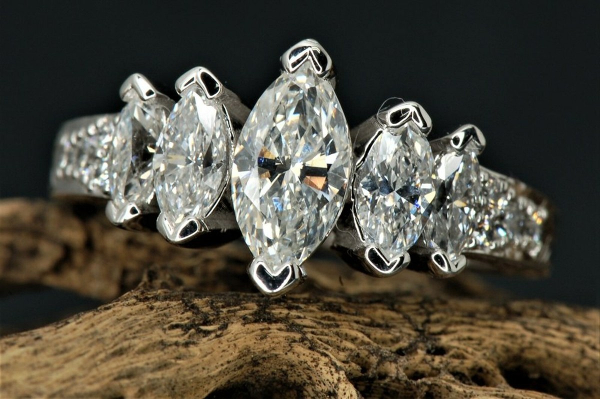 Stunning Marquise stone CZ Diamond Engagement Rings in 14K White Gold  Finish