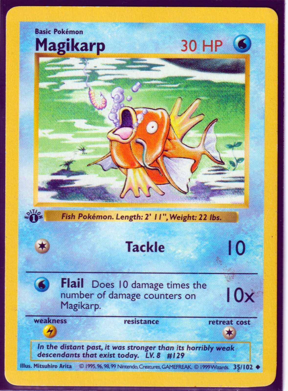 1999 POKEMON Magikarp 1st Edition Base Set (Shadowless) 35/102 Uncommon MP