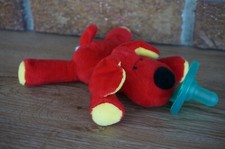 BABY Plush Wubbanub Baby Red Yellow Puppy Dog Pacifier 0-6 mo Stuffed Soft Toy