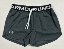 New Under Armour Size Medium Girls Play Up Shorts Gray Youth 1363372