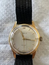 Mens Vintage Stabilis Marshall Field & Co Swiss Gold Tone Hand Wind Watch H2