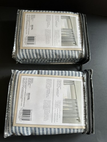 Allen & Roth Curtain Panels Navy Stripe Gwenn Light Filtering 50”x 85” Lot of 2 - Picture 8 of 23