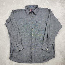 Vintage Chaps Ralph Lauren Shirt Men Extra Large Grey Plaid Button Up Adult XL