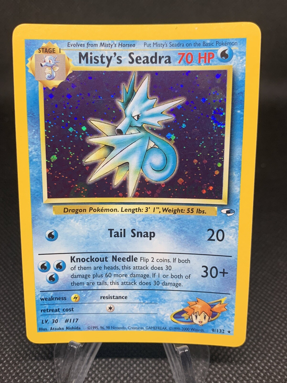Pokemon Misty's Seadra Prerelease Gym Heroes 9/132 Holo LP WOTC Vintage