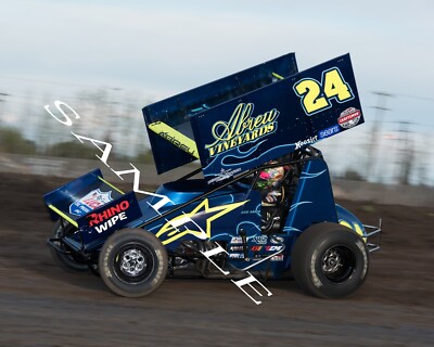 RICO ABREU #24 ABREU VINEYARDS SPRINT CAR RACING ON TRACK 8X10 GLOSSY PHOTO #2Z